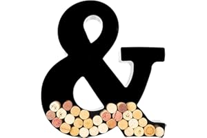 will's Porta tappo per vino - Lettera monogramma in metallo (&), Nero, Grande | Regali per gli amanti del vino, regali di inaugurazione della casa, fidanzamento e addio al nubilato