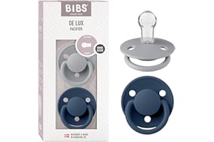 Tétine BIBS De Lux. Lot de 2 sucettes. Sans bisphénol A, Téterelle ronde. Silicone, Taille unique (0-36 mois), Cloud/Steel Blue