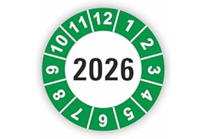 ‎FASSBENDER-DRUCK PRÜFPLAKETTEN Fassbender-Druck PRÜFPLAKETTEN - Hochwertige Prüfetiketten JAHRESPLAKETTE 2026 Ø 30mm - Selbstklebende PVC-Folie - Wartungsetiketten für Prüfung - Prüfplakette für Prüfungsnachweis (30 Stück)