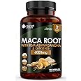 Maca Root Capsules with KSM Ashwagandha and Ginseng - 180 High Strength 6000mg Maca Root + Ashwagandha KSM-66, Panax Ginseng & Black Pepper - Vegan Capsules Made in The UK