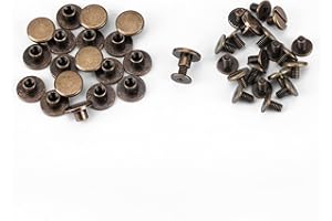 WALFRONT Lot de 20 tiges de vis assorties en laiton de 5 mm, 6,5 mm, 8 mm, accessoires en métal, rivets à clou, boutons pour décoration en cuir, reliure, reliure à tête plate (5 mm)