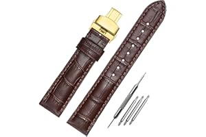 FOUUAAO FOUUA Pasek do Zegarka Skórzany Pasek z Wytłoczonym Aligatorem Wymienne Paski Bransoletka Złoto Srebro Różowe Złoto 12 13 14 15 16 17 18 19 20 21 22 24 mm