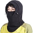 TRIWONDER Balaclava Hood Hat Thermal Fleece Face Mask Neck Warmer Full Face Cover Cap Winter Ski Mask (Black - Thicken)