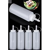 QNİAY Chef Hazırlık Şişesi (4 adet) Kapaklı Salata Sosu Zeytinyağı Ket&ccedil;ap Mayonez Sıkma Sosluk 400 ml