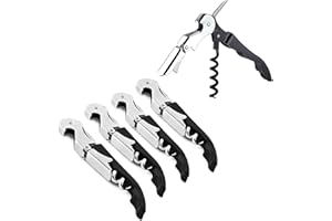 JinYu Juego de 5 sacacorchos, sacacorchos y cortacápsulas para sommeliers, camareros y barman, sacacorchos doble (negro)