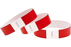 CINTAPUNTO Braccialetti carta eventi - 100 pezzi - identificativi colorati tipo Tyvek Bracciali di carta impermeabili - braccialetto discoteche - per feste festival con chiusura adesiva - rosso
