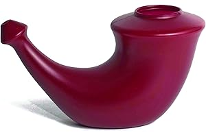 DmDoyy Rhino Horn Neti Pot Rouge, Lavage De Nez Adulte Recommandé Par Les Médecins, Système D'Irrigation Sinusoïdale Pour Congestion Nasale, Allergies Et Soins Quotidiens