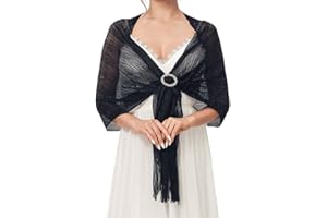 Aukmla Chales metálicos brillantes con hebilla para mujer, chal de noche para novia, dama de honor, bodas, fiestas de noche, vestidos formales