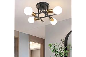 Hudi Fyier Modern Chandelier - 4 Light Industrial Vintage Style Ceiling Light for Bedroom, Kitchen, Dining Room, Loft, Office