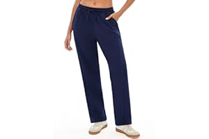 Terecey Pantalón Chándal Mujer Largos Algodón con Cordón Ajustable y Bolsillos Pantalón Jogger Cintura Alta para Deporte Running Yoga y Casa