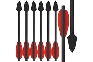 HUNTSPM 6,3" Carbon Pistolenarmbrust Bolzen Pfeile mit Jagdspitzen Jagdpfeile, Carbon Armbrustbolzen Armbrustpfeile für 50 lb / 110lb Pistole Armbrust Präzisionsziel Jagd