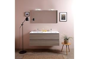 Kiamami Valentina - Mobile bagno 120cm olmo leone con doppio lavabo e specchio 120x60 Berlin