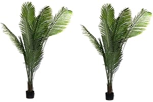 Valyria Home - Planta Artificial Palmera Areca - Tamaño 160 cm - Pack de 2 Plantas de Plástico Grande Interior y Exterior - Árbol Artificial Realista y Tropical - Decoración del Hogar