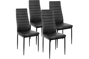 Drumm Set di 4 sedie da sala da pranzo, sedia da cucina moderna, sedia sala da pranzo, seduta imbottita spessa e schienale alto, confortevole e durevole (4, nero)