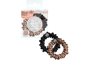 Invisibobble Scrunchies per capelli raso nero e dorato x2 Sprunchie Slim - Elastico per capelli scrunchie con un elastico a spirale all´interno in raso