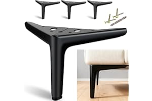 SunVFaFa Black Furniture Legs Heavy Duty, Metal Legs for Furniture Set of 4, Short Dresser Legs 12cm, Modern DIY Cabinet Feet Replacement for Couch Futon Cube Storage Nightstand Ottoman Sofa