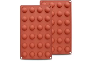 DIYXISK 2 Moldes de Chocolate Semi Redondos de 24 Cavidades, Molde Silicona Reposteria，Moldes Bombones，Mini Moldes de Chocolate para Bombones, Pasteles, Gelatinas, Mousse de Cúpula