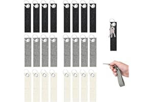 DKDXID 24 Stück Schlüsselanhänger Filz Rohlinge Filzanhänger Schlüsselring Klein Filzschlüsselanhänher Rohling Filz Schlüsselband Stoff Filzanhänger Rohling Schwarz/Grau/Weiß für DIY Handwerk