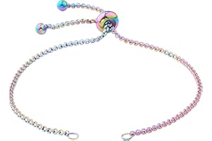 Airssory 2 Pcs Stainless Steel Slider Bolo Extender Charm Link Bracelet Chain with Cable Chains for Jewelry Making DIY Craftings Design - 9"(23cm)