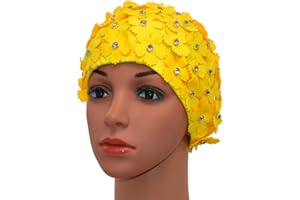 Medifier Handbuch Strass Floral Blütenblatt Retro Stil Schwimmen Gap Badekappen für Frauen