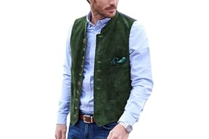 AeoTeokey Chaleco de traje para hombre de piel de ante vintage casual vaquero occidental chaleco