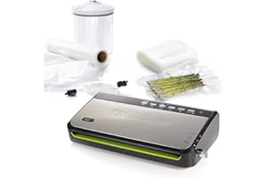 FoodSaver FFS005X Machine sous Vide avec Compartiment de Rangement pour Rouleau et Cutter, Fonction Pulse pour Aliments Fragiles, Inclus Accessoires et Sacs de Mise sous Vide Assortis
