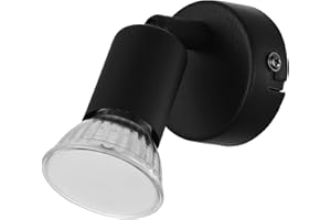 ‎EGLO EGLO LED Wall Light Buzz LED, 1 Bulb Ceiling Light, Wall Light Indoor Made of Metal, Living Room Lamp, Hallway Lamp in Black, Spot with GU10 Socket