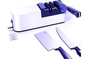 KISEELY Affilacoltelli elettrico, sistema di affilatura coltelli 5 in 1 con lama dritta, affilacoltelli professionale diamantato PER affilatura grossolana, riparazione e affilatura coltelli (QO1)