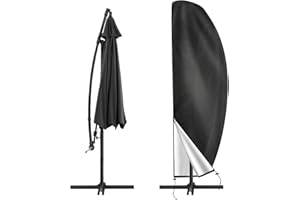 RISVOWO Housse Parasol Déporté pour Parasol Ø 2-4m, 210D Oxford Housse de Protection pour Parasol avec Sac de Rangement, Imperméable Anti-UV Housses pour Parasols de Jardin Plage Balcon, 265*40/70/50CM - Noir