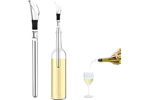FosFun Enfriador de botellas vino con Varilla de Enfriamiento, Enfriador vino, Vino de acero inoxidable enfriador stick y Aereador, Enfriador botellas y Vertedor, Idea Regalo Mujer Hombre Cumpleaños
