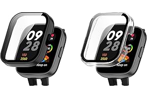 TUTUO [2 Stück Hülle Kompatibel mit Xiaomi Redmi Watch 3 Schutzhülle, Rundum Hülle mit Displayschutzfolie, Flexibles TPU Vollschutz Cover, Anti-Kratz Hülle Schutzfolie - Transparent + Schwarz