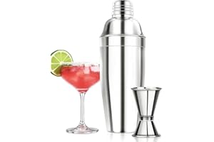 PUBIAO Cocktail Set 25 oz / 750 ml, Cocktail Shaker Edelstahl Cocktail Shaker Mixer Eingebautes Barkeeper Sieb mit Messbecher 15/30 ml Trinkbar-Set Zubehör für Bar, Startseite, Partei