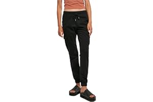 Urban Classics Ladies’ high-waist cargo jogging Mujer Pantalones de deporte Negro Ancho