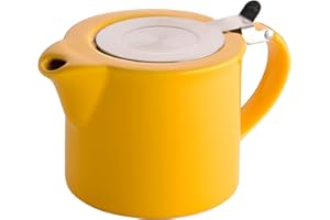 BIA CORDON BLEU Infuse - Ceramic Teapot I Yellow 500ml Tea Infuser with Stainless Steel Clasp Close Lid I Quality Glazed Stoneware Teapot for Tea Brewing, Gift Boxed Packaged