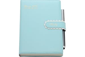 Mljtoyo Agenda 2025, A5, día por página, agenda diaria de productividad de enero de 2025 a diciembre de 2025, organizador mensual con pestañas mensuales, calcomanías, bolígrafo, bolsillo trasero (azul