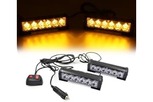 Triclicks 2 * 6 LEDs Feux de Pénétration Lumière Stroboscopique Eclairage Clignotant à 9 Modes pour Voiture Camion Véhicule SUV Lampe pour Avertissement Urgence Secours Travaux DC12V