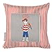 Personalised Children's Cushion - Pirate Red Ticking Stripes Designed, Printed & Handamde in the UK
