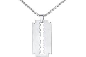 U7 Herren Rasierklinge Halskette Edelstahl Kette Razor Blade Anhänger Messer Dog Tag Militär Army Pendant Necklace Hip Hop Personalisiert Modeschmuck für Männer Frauen