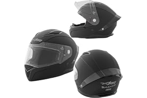 A-PRO Casque Homologué Integral Moto Scooter intégré Touring Mat Noir XS