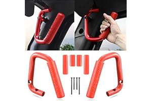 KATUR Barre de Maintien Avant Compatible Avec Je-ep Wrangler JK Rubicon Sahara Sport 2007-2017 2/4 Portes en Acier Massif Rouge, 2 pièces