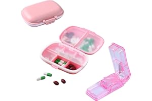VERA STRIKE PACK Pastillero Organizador y Cortador de Pastillas, Caja de Pastillas de 8 Compartimientos + Partidor de Pastillas, Portátiles, Ligeros y Compactos (Rosa)