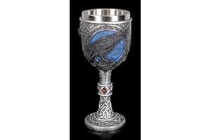 Figuren Shop GmbH Fantasie Trink-Kelch - Nuit Corbeau Verres à Pied Vins, Deko-Kelch, Décoder l'article, avec Insert en Acier Inoxydable, H 18 CM