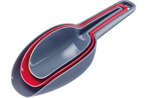 Westmark Lot de 3 Pelles à Pâtisserie/Pesées/Remplissage, Volume de remplissage : 50/100/150 ml, peuvent être insérées les unes dans les autres, en Plastique, sans BPA, Trionale, Anthracite/rouge