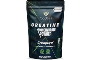 Foodelis Creatina Creapure 300g in polvere - 100% Creatina Monoidrata Creapure Certificata - Senza Sapore, Non-OGM, Pura senza Additivi - Alta Solubilità - Include Dosatore - Creatine Pura
