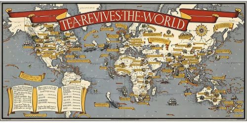 Vintage Poster Print Tea Revives The World Map Globe Chart Atlas Home Wall Art Decor Reproduction