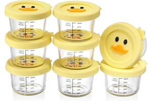 ACEPRUT ACE PRODUCT ACEPRUT New Upgrade Pack of 8 Reinforced Glass Baby Porridge Freezing Containers, Complementary Food Baby Accessories, Baby Food Storage, BPA-Free, Leak-Proof, Microwave, Dishwasher & Freezer Safe