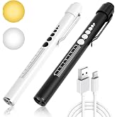 Flintronic 2PCS Medical Diagnostic Pen Flashlight, Black+White | 2 Modes, Rechargeable, with Pupil Meter and Clip, with Type