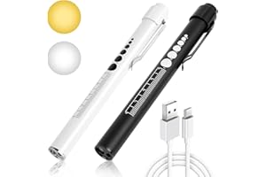 flintronic 2PC Pupillenleuchte Medizin, Diagnostikleuchte Krankenschwester Rettungsdienst Zubehör mit Pupillenmessgerät & Lineal, Aufladbar USB LED Stiftlampe für Krankenschwester Studentische Ärzte
