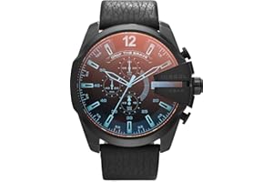 Diesel męski zegarek z serii Mega Chief, mechanizm chronografu ze skórzanym paskiem