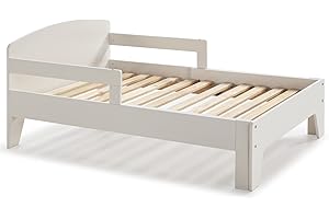 HOMN LIVING Cama evolutiva Elisa 90x140/190 cm Blanco, MDF Lacado, somier Incluido